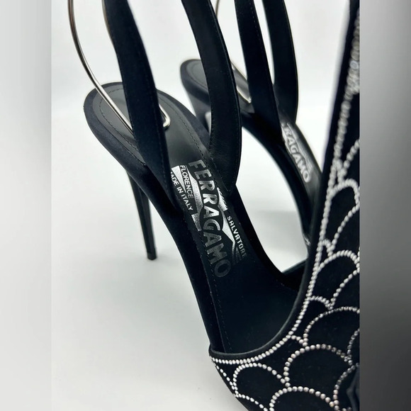 Salvatore Ferragamo Lascari Satin & Suede Rhinestone Sandal Women 6.5 - Picture 11 of 16